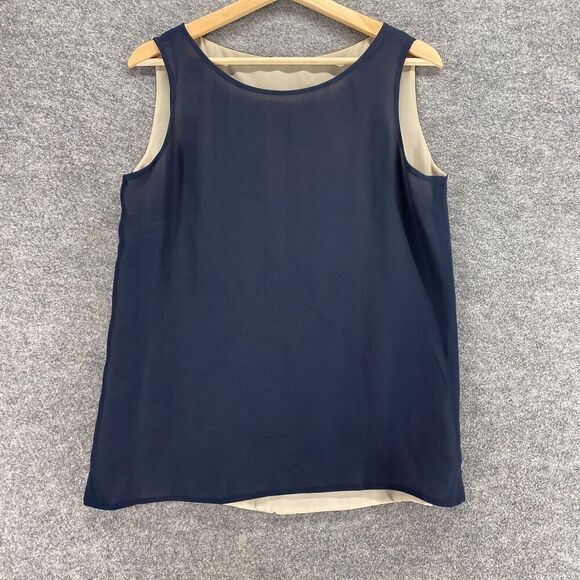 5/$45 Liz Claiborne Blouse Women 8 Blue Sleeveless Wide Strap Round Neck - Picture 1 of 8